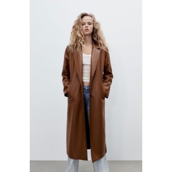 ZARA Faux Leather Trench - Picture 1 of 16